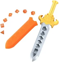 Dice Dagger With 7PCS D20 Dice Dungeons And Dragons Dice Set DND Dice Holder Polyhedral Dice Gift Sword D&D Dice Scabbard Dice Box Sword Dagger Polyhedral Dice Storage Yellow Scabbard Green Dice -Classic Board Game Shop 415RaSH7gUL. AC