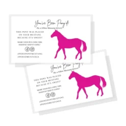 You've Been Pony'd | 50 Pack | 2 X 3.5" Inches Business Sized Card | Sweet Mustang Card Tag To Attach To Figurine Toy Small Horse | Pony Game | #PonyPonyMustang #PonydMustangs
