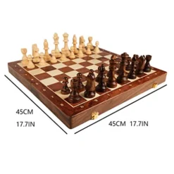 Chess Wooden Portable Chess Foldable Chess Board Luxury Exquisite Travel Toy Suitable For Children And Adults Interactive Games Chess Set (Size : X-Large)