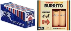 Bicycle Rider Back Playing Cards,12 Count (Pack Of 1) & Mexican Train Dominoes Set Tile Board Game In Aluminum Carry Case With Colorful Trains For Family Game Night, For Adults And Kids Ages 8 And Up -Classic Board Game Shop 41HdwePBWtL. AC