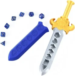 Dice Dagger With 7PCS D20 Dice Dungeons And Dragons Dice Set DND Dice Holder Polyhedral Dice Gift Sword D&D Dice Scabbard Dice Box Sword Dagger Polyhedral Dice Storage Yellow Scabbard Green Dice -Classic Board Game Shop 41Lq7TKGbGL. AC