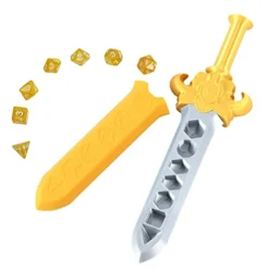 Dice Dagger With 7PCS D20 Dice Dungeons And Dragons Dice Set DND Dice Holder Polyhedral Dice Gift Sword D&D Dice Scabbard Dice Box Sword Dagger Polyhedral Dice Storage Yellow Scabbard Green Dice