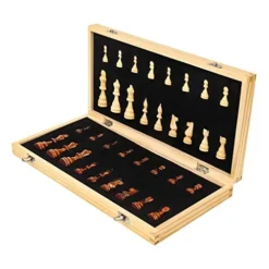 Chess Set Chess Wooden Chess Chess Set With Folding Chess Board Game Sets Storage For Pieces 2 Extra Queens Great Travel Toy G
