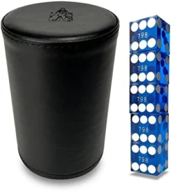 Luck Lab Black Leather Dice Stacking Cup With 5 Serialized Razor Edge 19 Mm Casino Dice - Pro Straight Cup For Stacking And Magic Tricks (Blue Dice) -Classic Board Game Shop 41j05WGPAsL. AC