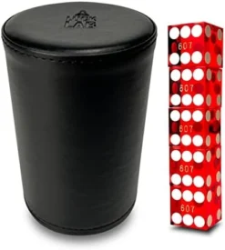 Luck Lab Black Leather Dice Stacking Cup With 5 Serialized Razor Edge 19 Mm Casino Dice - Pro Straight Cup For Stacking And Magic Tricks (Blue Dice) -Classic Board Game Shop 41kD4xhBZNL. AC