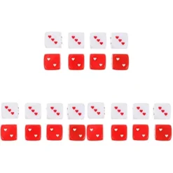 Gadpiparty Kids Toys 24pcs Hearts Carnival White Unique Acrylic Table Wedding Playing Chic Games Club Classroom Teaching Game And Dices Funny Lovely Novel Heart Casino Favors Party Toys RPG Dice