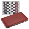 LANGWEI Chess Set, Magnetic Travel Pocket International Chess, Portable Leather Foldable Chessboard Alloy Piece Chessman Board Game Family Toy