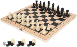 3‑in‑1 Chess,Checkers And Backgammon Combo Game Set, Wooden Portable Folding Board Travel Tabletop Game Educational Learning Toys For Teens And Adults(29 X 29cm) -Classic Board Game Shop 41wmnExDebL. AC