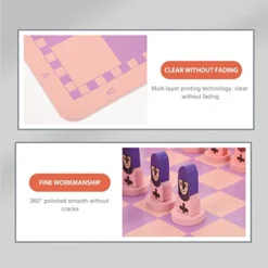 TOYANDONA Wooden Chess Set, 11.8 Inch Cartoon Travel Chess Set Pink Chess Board Game Set With Cute Chess Pieces For Kids And Adults -Classic Board Game Shop 41y2r9POF3L