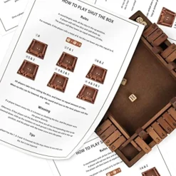 Shut The Box Game Wooden 4 Player, Classic Board Game For Kids & Adults, Educational Math Learning Toy, Table Dice Game For The Party Family Or Bar - 12 Inch With 8 Dice -Classic Board Game Shop 510WrgSGvXL