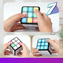 RXTECK Flashing Cube Is Challenge Brain Memory With 7-in-1 Magic Cube,Electronic Cube& Lighting Up Cube, Training Kids Attention, Brain Cube Toy For Kids 6-12 Years -Classic Board Game Shop 510l1m0VqZL