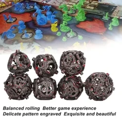 7Pcs Hollow Dice Kit,Copper Stool Portable Rolling Sculpting Metal Polygonal Dice Kit Suitable For Chessboard Games (Bloodstained) -Classic Board Game Shop 510oWHdP1NL