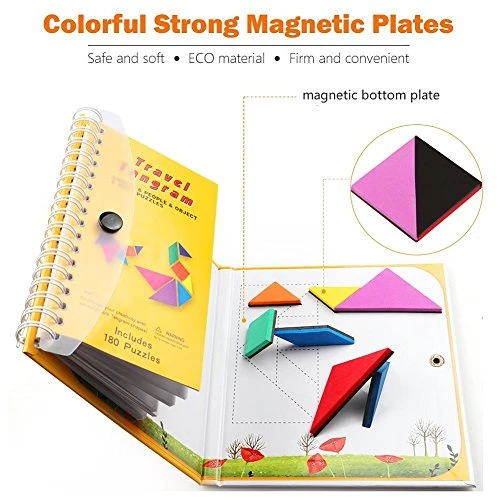 Travel Tangram Puzzle - Magnetic Pattern Block Book Road Trip Game Jigsaw Shape For Kids Toddlers Challenge IQ Educational Toy Gift Brain Teasers 360 Patterns【2 Set Of Tangrams】 3 Travel Tangram Puzzle - Magnetic Pattern Block Book Road Trip Game Jigsaw Shape For Kids Toddlers Challenge IQ Educational Toy Gift Brain Teasers 360 Patterns【2 Set Of Tangrams】 - Image 3