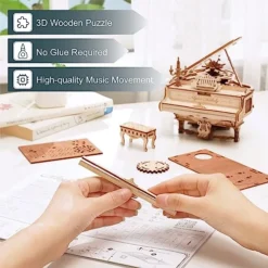 ROKR 3D Puzzles For Adults 1:20 Scale Piano Model Kit With Base 223pcs Wooden Music Box Building Kit Gift For Men Women Hobby For Adults -Classic Board Game Shop 514D1xYxBfL