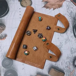 Dice Mat With Storage, 2 In 1 PVC Leather Dice Rolling Tray, Portable DND Dice Game Accessory, Brown -Classic Board Game Shop 514D6a5Hm5L