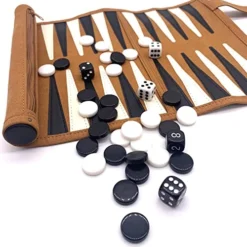 Genuine Leather Roll-Up Travel Backgammon Games, Foldable Chess Board Games, Portable Lightweight Travel Backgammon Game Set -Classic Board Game Shop 514QIDhA6jL