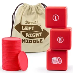 GoSports Left Right Middle Giant Dice Game - 3.5" For Indoor/Outdoor Play - Foam Or Wood Dice