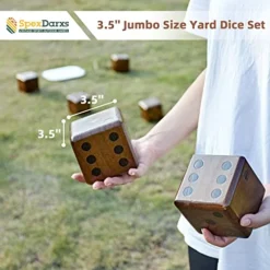 SpexDarxs Giant Yard Dice Set, 3.5’’ Large Wooden Dice Set With Scoreboard & Carrying Bag,Indoor & Outdoor Backyard Lawn Game For Teenage Adult And Family -Classic Board Game Shop 519OjZdhk2L