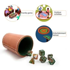 GWHOLE 42 Pcs(6 Sets) Polyhedral Dice With Gold Pattern Drawstring Pouches For DND RPG MTG Dungeon And Dragons Table Board Roll Playing Games Style 2 -Classic Board Game Shop 519tHVg4GTL