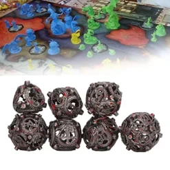 7Pcs Hollow Dice Kit,Copper Stool Portable Rolling Sculpting Metal Polygonal Dice Kit Suitable For Chessboard Games (Bloodstained) -Classic Board Game Shop 51BeN3BJgnL