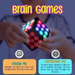 Light Up Cube Toy – Puzzle Game Machine-Memory Games For Kids Boys & Girls Ages 6 7 8 9 10-12 Years Old And Up – Holiday Or Birthday Gift Idea For Kids Teens – Top Travel Game (3x3x3 In) -Classic Board Game Shop 51CF4Zkn0tL