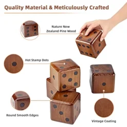 SpexDarxs Giant Yard Dice Set, 3.5’’ Large Wooden Dice Set With Scoreboard & Carrying Bag,Indoor & Outdoor Backyard Lawn Game For Teenage Adult And Family