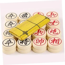 Alasum Travel Chess Game Xiangqi Travel Game Travel Toys Desktop Toys Wooden Chess Board Portable Chess 3D Funny Chess High-end Chinese Chess Educational Toy Checkerboard Fold Beige 3D -Classic Board Game Shop 51F16R2x1AL