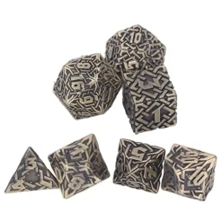 TOPINCN Solid Dices Toy Metal Polyhedron Clear Number Role Playing Rolling Dice Toy Set For Tabletop (Barrel Plated Bronze)