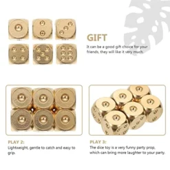 FOMIYES 6pcs Pub Golden Portable Game Props Scary Boyfriend Simple Craft Small Casino Dices Dice Novelty Toys Board Accessories Brass Entertainment Corner Table Role Square Poker