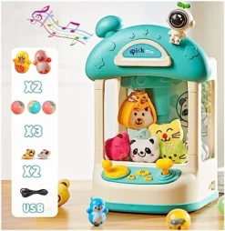 Claw Machine With Lights,Mini Claw Machine Toys,Electric Candy Machine With Toys&Accessories,Arcade Games Machines,Vending Machine,Adjustable Sound And Music,Exciting Play，Birthday Easter Gifts