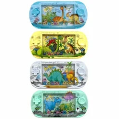 GENERIC 4 Pc Retro Handheld Water Games Dinosaur Theme Ring Toss Pocket Toy Party Favors 4 Pc Handheld Water Games Dinosaur Theme Ring Toss Retro Pocket Toys Kids Gift Aqua Arcade Compact Mini Game Fun Travel