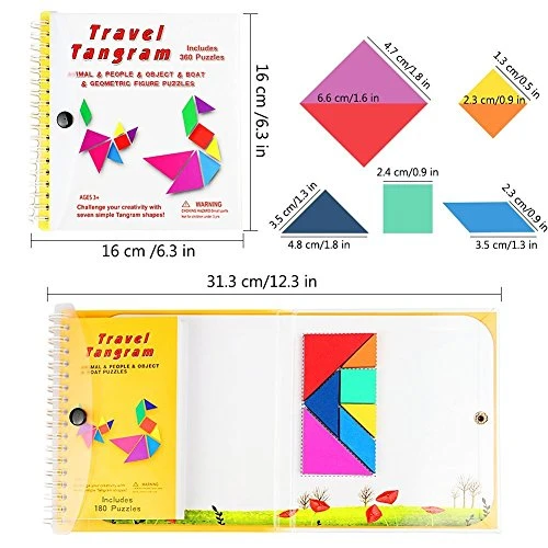 Travel Tangram Puzzle - Magnetic Pattern Block Book Road Trip Game Jigsaw Shape For Kids Toddlers Challenge IQ Educational Toy Gift Brain Teasers 360 Patterns【2 Set Of Tangrams】 1 Travel Tangram Puzzle - Magnetic Pattern Block Book Road Trip Game Jigsaw Shape For Kids Toddlers Challenge IQ Educational Toy Gift Brain Teasers 360 Patterns【2 Set Of Tangrams】