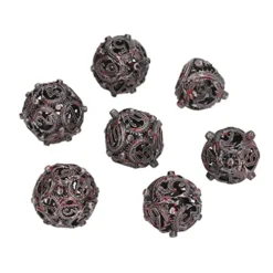7Pcs Hollow Dice Kit,Copper Stool Portable Rolling Sculpting Metal Polygonal Dice Kit Suitable For Chessboard Games (Bloodstained)