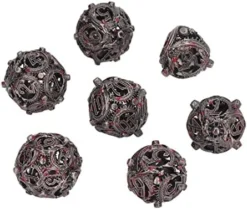 7Pcs Hollow Dice Kit,Copper Stool Portable Rolling Sculpting Metal Polygonal Dice Kit Suitable For Chessboard Games (Bloodstained) -Classic Board Game Shop 51JHkSeS3YL. AC