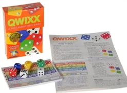 Deluxe Games And Puzzles QWIXX Dice Game, 2 Replacement Scoresheet Packs, RED Velvet Drawstring Pouch, Bundled Items -Classic Board Game Shop 51KZGvIcEbL