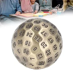 SOFW D100 Number Dice, Wear Resistant 2.0in Diameter Game Toys Heavy Duty Polyhedral Random Metal D100 Dice With Bag For Over 14 Years Old (Brass Color) 10 SOFW D100 Number Dice, Wear Resistant 2.0in Diameter Game Toys Heavy Duty Polyhedral Random Metal D100 Dice With Bag For Over 14 Years Old (Brass Color) -Classic Board Game Shop 51N0BXO4MmL
