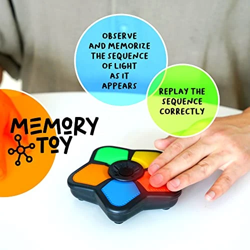 Light-Up Memory Game With Sounds - Electronic 5 Sequence Handheld Classic Brain Toy For Boys, Girls & Adults, Lightweight, Portable Gift For Kids 3 Light-Up Memory Game With Sounds - Electronic 5 Sequence Handheld Classic Brain Toy For Boys, Girls & Adults, Lightweight, Portable Gift For Kids - Image 3