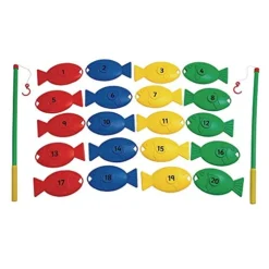 Educational Advantage Kids Giant Polydron Fishing 1-20 Game In Multicolored - Learning Kit - Contents - 20 Fish, 2 Fishing Rods & Storage Bag - 2+ Years