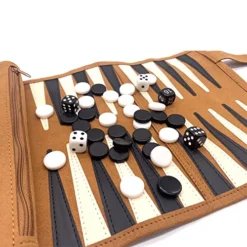 Genuine Leather Roll-Up Travel Backgammon Games, Foldable Chess Board Games, Portable Lightweight Travel Backgammon Game Set -Classic Board Game Shop 51SjAxV1VIL