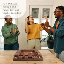 Shut The Box Game Wooden 4 Player, Classic Board Game For Kids & Adults, Educational Math Learning Toy, Table Dice Game For The Party Family Or Bar - 12 Inch With 8 Dice -Classic Board Game Shop 51UJgJavI9L