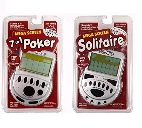 Handheld Games For Adults Gift Pack- Includes Mega Screen Solitaire Handheld Game And 7 In 1 Electronic Poker Games 1 Handheld Games For Adults Gift Pack- Includes Mega Screen Solitaire Handheld Game And 7 In 1 Electronic Poker Games