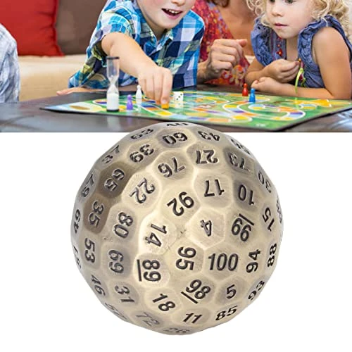 SOFW D100 Number Dice, Wear Resistant 2.0in Diameter Game Toys Heavy Duty Polyhedral Random Metal D100 Dice With Bag For Over 14 Years Old (Brass Color) 2 SOFW D100 Number Dice, Wear Resistant 2.0in Diameter Game Toys Heavy Duty Polyhedral Random Metal D100 Dice With Bag For Over 14 Years Old (Brass Color) - Image 2