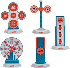 NERF Elite 5-in-1 Target Challenge - Five Unique Targets With Five Stackable Bases Plus Trophy Target Token -Classic Board Game Shop 51WnWNCouAL. AC