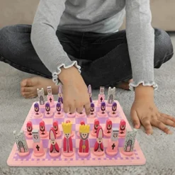 TOYANDONA Wooden Chess Set, 11.8 Inch Cartoon Travel Chess Set Pink Chess Board Game Set With Cute Chess Pieces For Kids And Adults -Classic Board Game Shop 51WpzeKU5XL