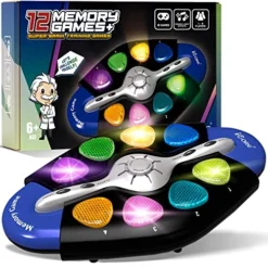 ICore Flashing Genius Brain Games Teaser, Electronic Memory & Brain Game | 12-in-1 Handheld Game For Kids | STEM Toy For Kids Boys & Girls 1 Or 8 Players | Fun Gift Toy For Kids Ages 8-12 Years Old