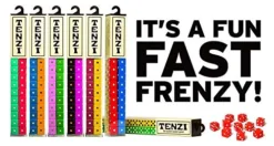 TENZI Dice Party Game - A Fun, Fast Frenzy For The Whole Family - 4 Sets Of 10 Colored Dice With Storage Tube - Colors May Vary -Classic Board Game Shop 51ZQF37RXbL
