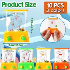 10 Pieces Handheld Water Game,Mini Arcade Water Ring Game,Waterful Ring Toss For Beach Toys,Party Favor,Fun Present For Men Retro Pastime,Without Water