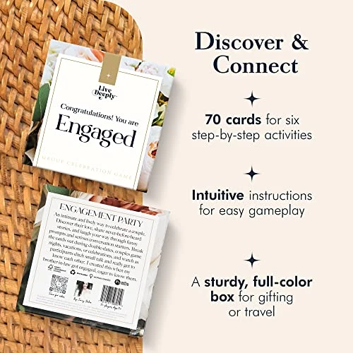 Live Deeply - Engaged Engagement Card Game, Fun Card Games For 4 Or More Players, For Picnics, Engagement Parties And More, Bridal Shower Games, Bridal Or Engagement Gift, 60 Conversation Cards 2 Live Deeply - Engaged Engagement Card Game, Fun Card Games For 4 Or More Players, For Picnics, Engagement Parties And More, Bridal Shower Games, Bridal Or Engagement Gift, 60 Conversation Cards - Image 2