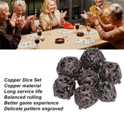 7Pcs Hollow Dice Kit,Copper Stool Portable Rolling Sculpting Metal Polygonal Dice Kit Suitable For Chessboard Games (Bloodstained) -Classic Board Game Shop 51e1HhoYeoL