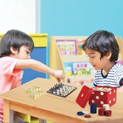 Gamie 6-in-1 Dice Cube Game Set Board Game And Casino Set – Includes Chess, Checkers And Backgammon, 2 Decks Of Playing Cards, Poker Chips, Poker Dice And Dominoes - Complete Kit For Family Fun -Classic Board Game Shop 51eFWZ62GvL